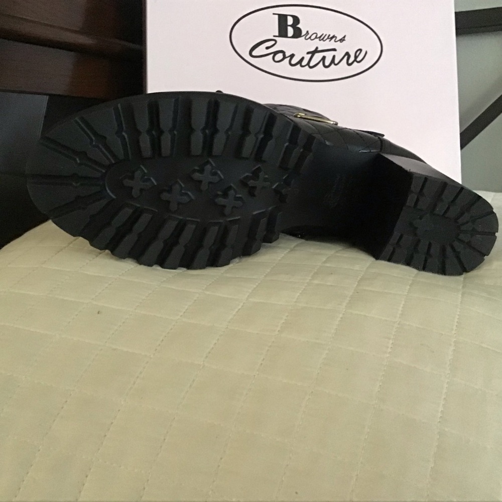 Brown’s Couture Black leather Quilted Ankle Boots in the box Size 40 - Picture 4 of 9